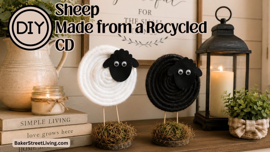 DIY Sheep Craft made using a recycled cd