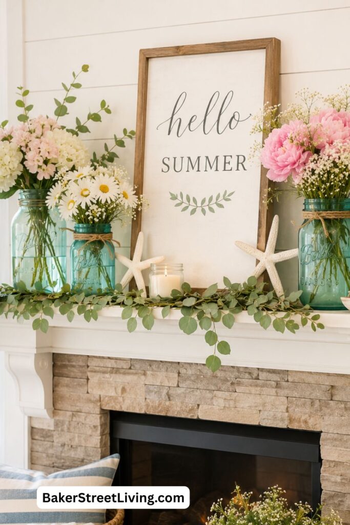 Summer Mantel Decor Ideas