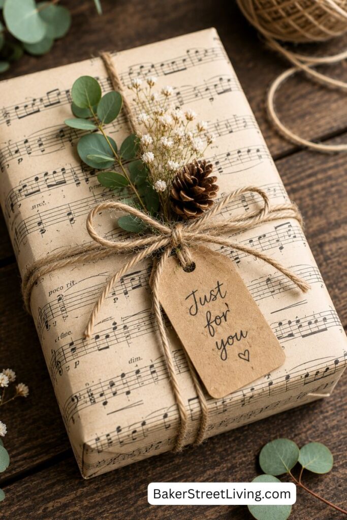 Creative Gift Wrapping with sheet music Ideas