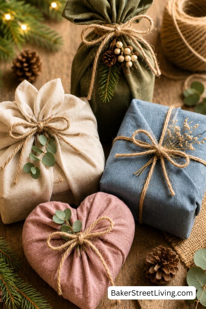 recycled fabric used as gift wrap