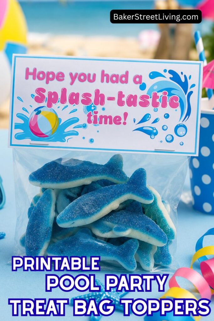 Free Printable Pool Party Treat Bag Toppers