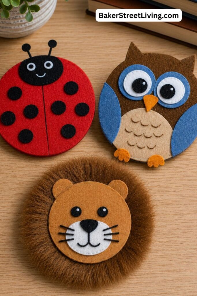 Recycled CD crafts - felt animals