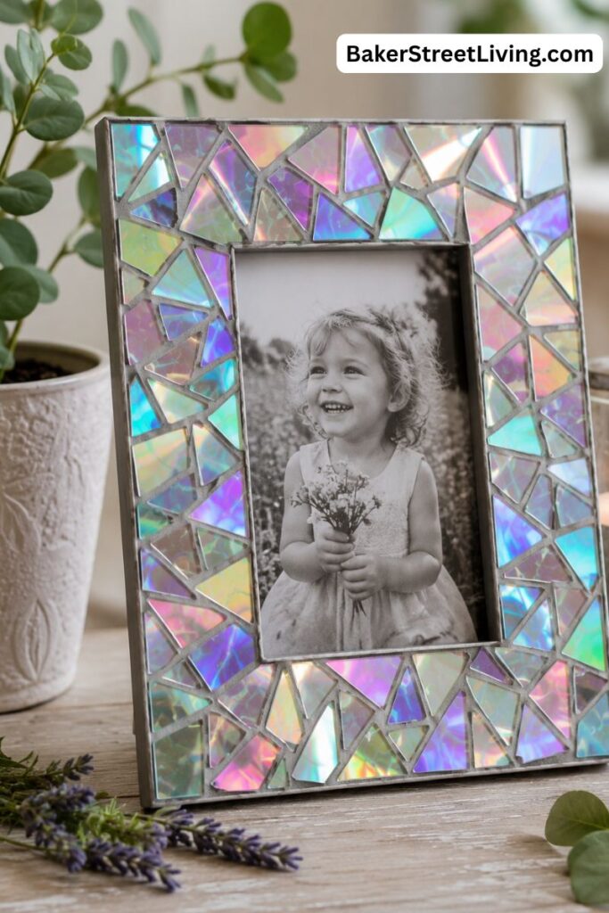 Recycled CD Crafts - Mosaic Picture frame