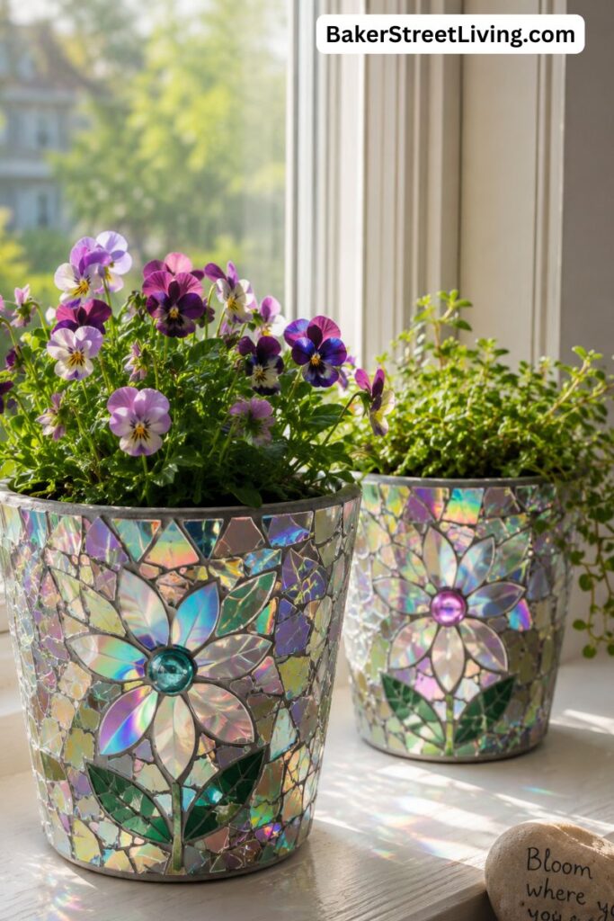 CD Crafts - moasaic pots