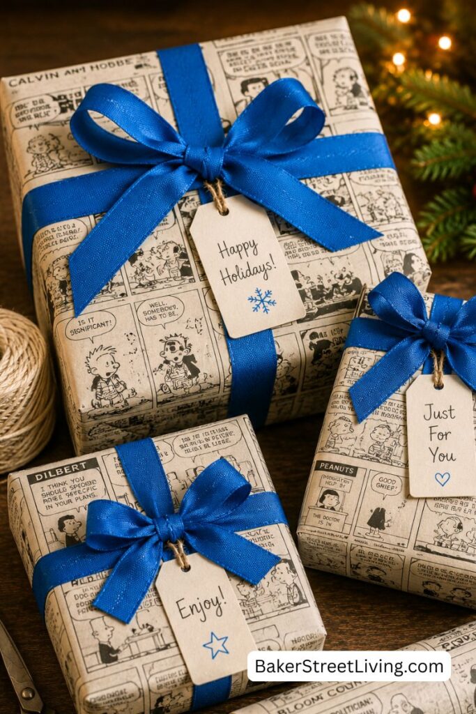 recycled newspaper gift wrap