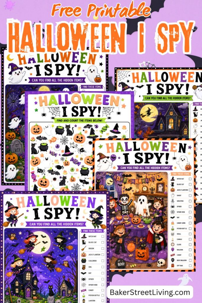Free Printable Halloween I Spy games - set of 5