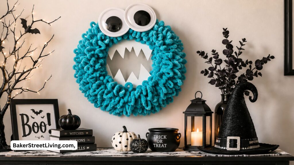 DIY Monster Wreath - loop yarn craft