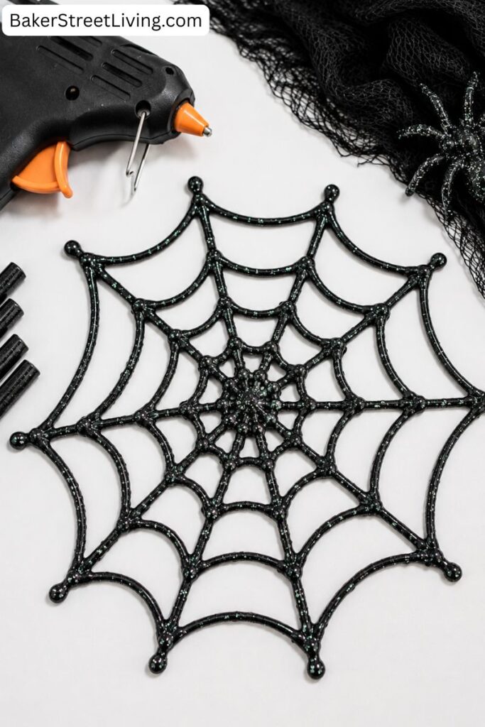 spider web with hot glue