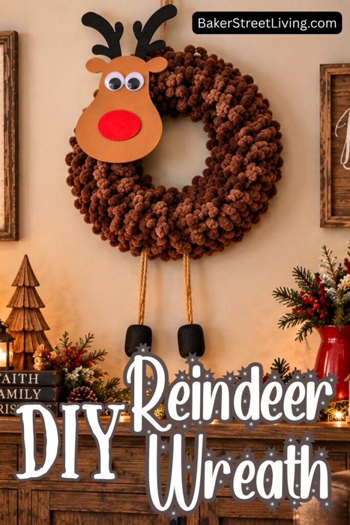 DIY Reindeer Wreath made with Loop Yarn
