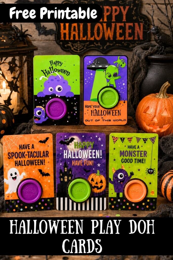 Printable halloween Play Doh Cards