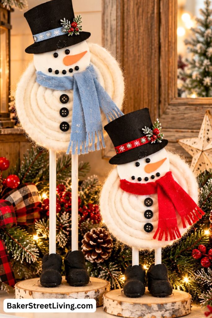 DIY Yarn Snowman - recycled CD Project