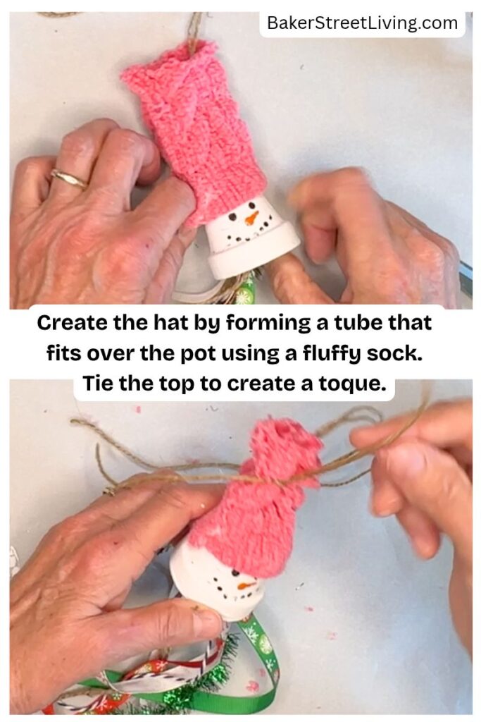 Making a DIY Snowman Tassel using a clay pot